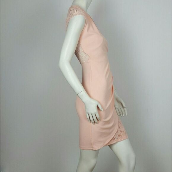 MISTIC Women's Mini Dress Pink Cap Sleeve V- Neck Size Small - Picture 4 of 5